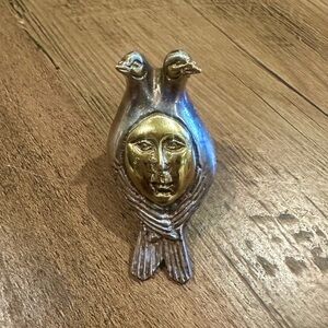 Sergio Bustamante Sterling Silver and gold dual bird statement ring.